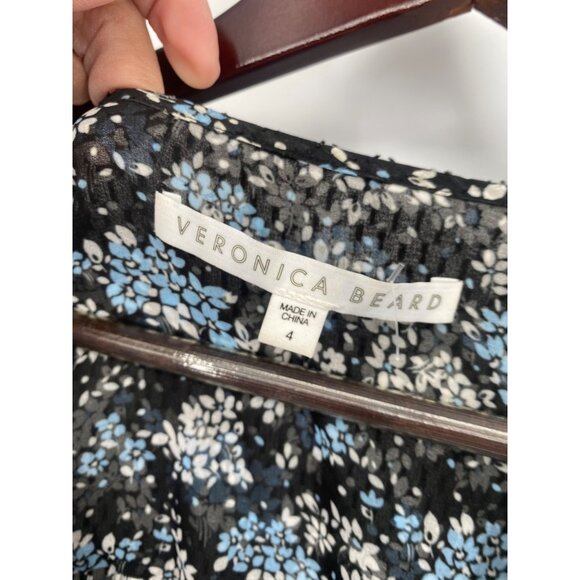 VERONICA BEARD SEAN FLORAL JACQUARD SILK MINIDRESS LONG SLEEVE SIZE 4 - Picture 4 of 6